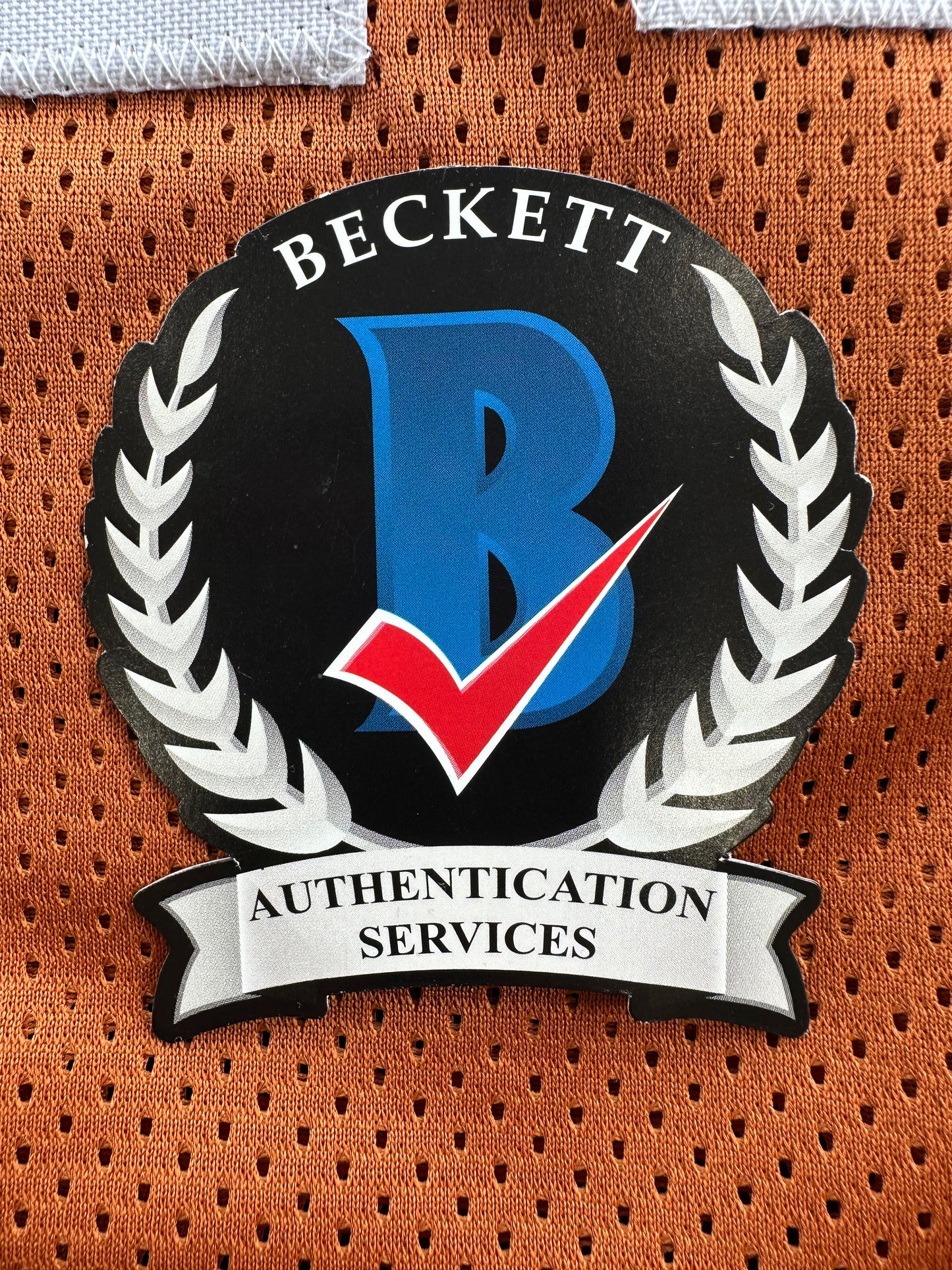 RAMONCE TAYLOR ORANGE FOOTBALL JERSEY Longhorns w/ "05 BCS National Champs" BAS