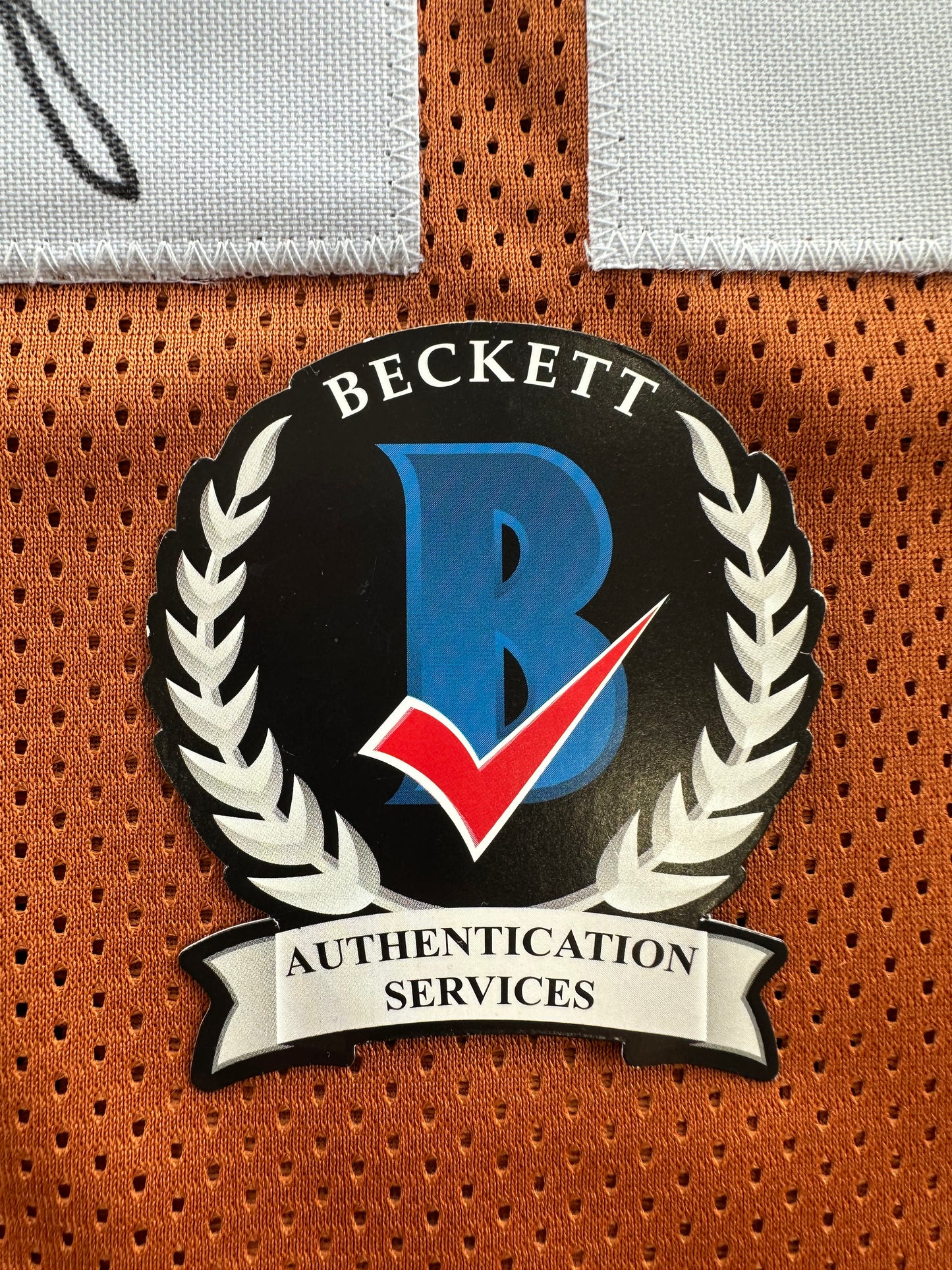 RAMONCE TAYLOR ORANGE FOOTBALL JERSEY Longhorns w/ "05 BCS National Champs" BAS