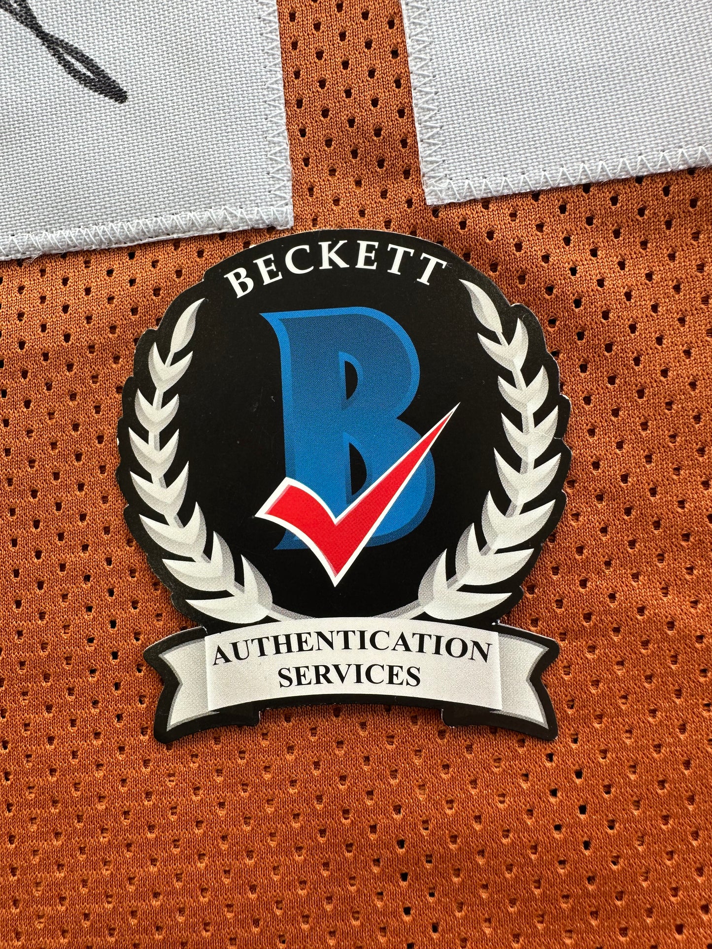 RAMONCE TAYLOR ORANGE FOOTBALL JERSEY Longhorns w/ "05 BCS National Champs" BAS