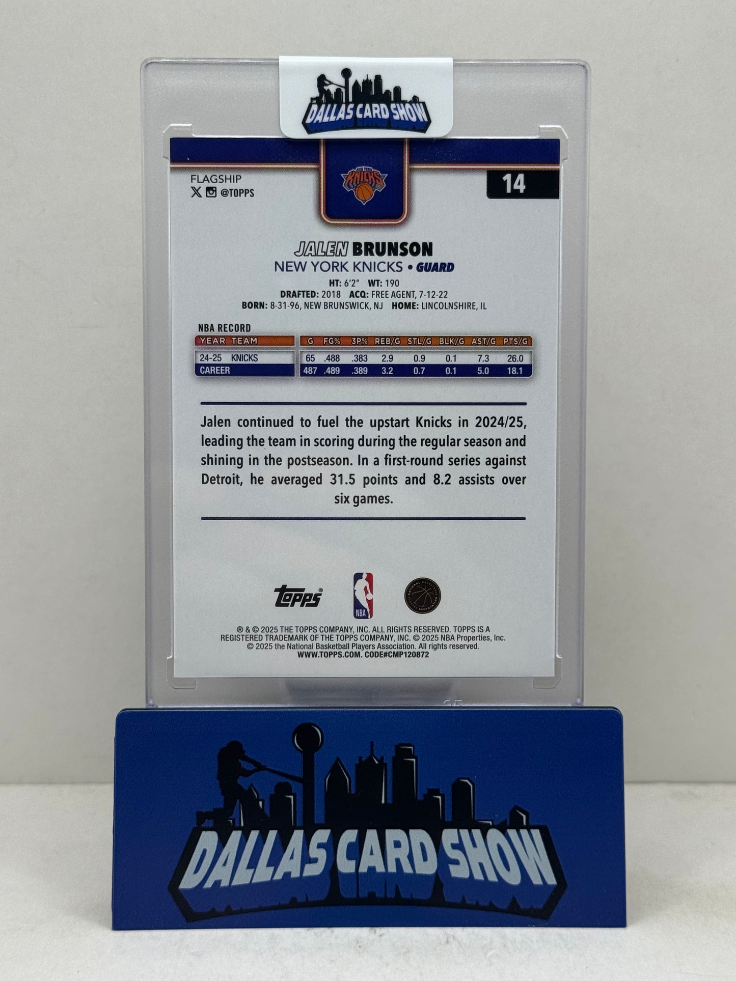 2025-26 Topps #14 Jalen Brunson Gold /50 New York Knicks