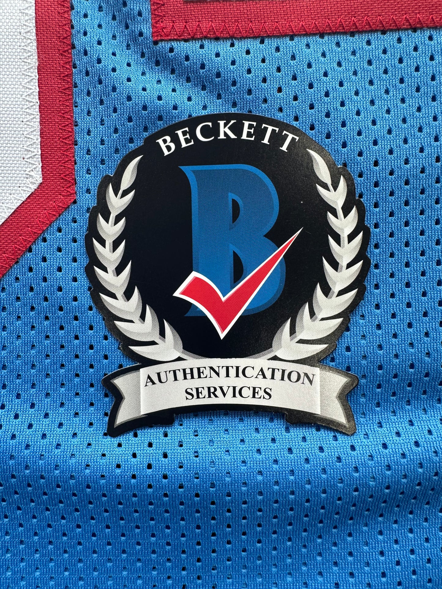 EARL CAMPBELL SIGNED BLUE FOOTBALL JERSEY Houston Oilers w/ "HOF 91" BAS COA