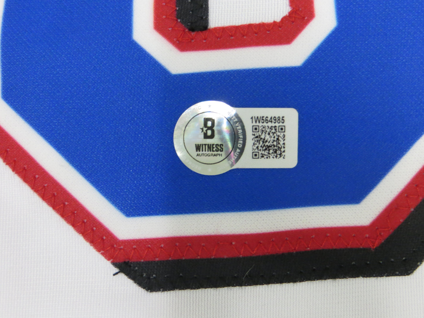 MICHAEL YOUNG TEXAS RANGERS SIGNED WHITE JERSEY size L BAS COA