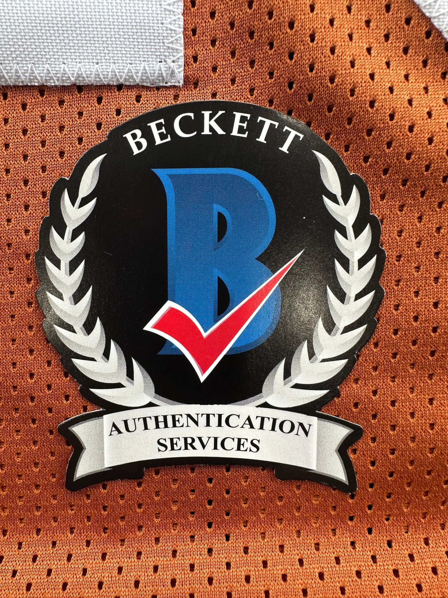 EARL CAMPBELL SIGNED ORANGE FOOTBALL JERSEY Texas Longhorns Large BAS COA