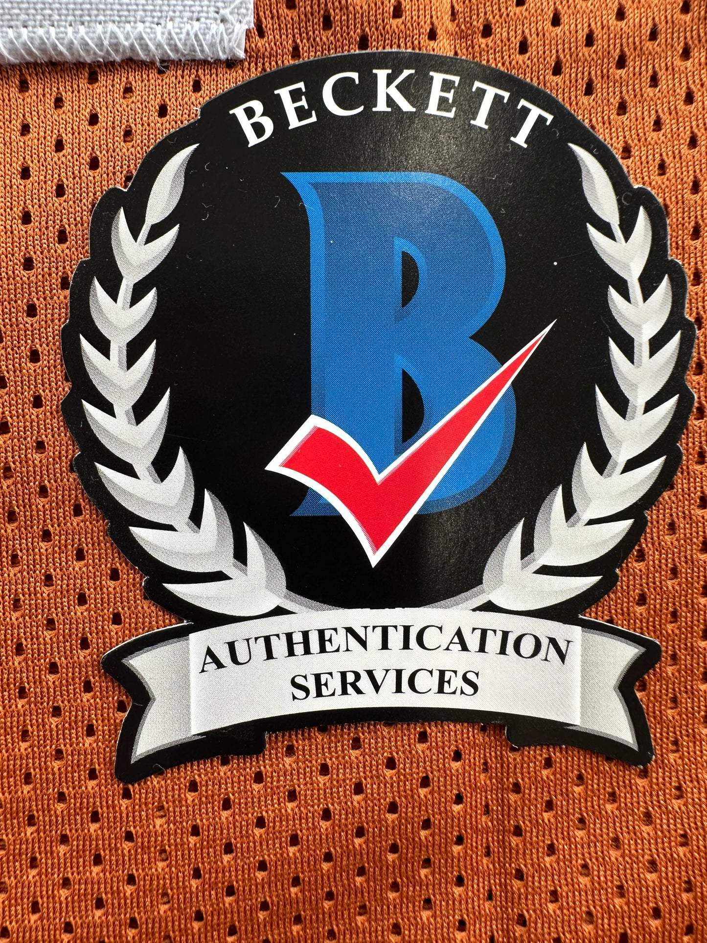 EARL CAMPBELL SIGNED ORANGE FOOTBALL JERSEY Texas Longhorns Large BAS COA