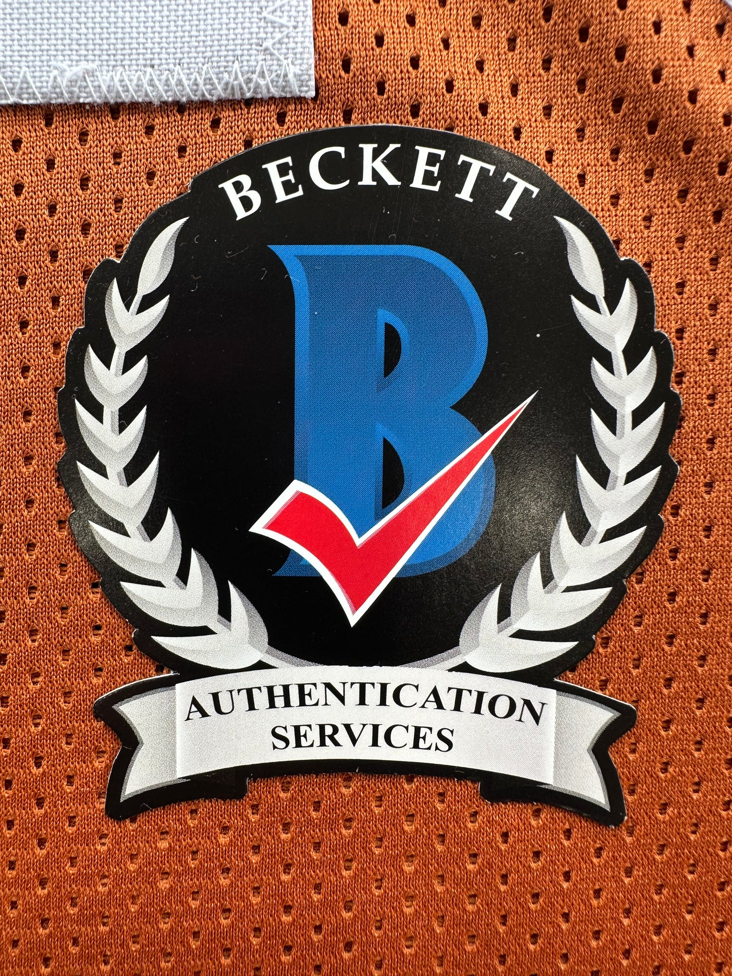 EARL CAMPBELL SIGNED ORANGE FOOTBALL JERSEY Texas Longhorns 2XL BAS COA