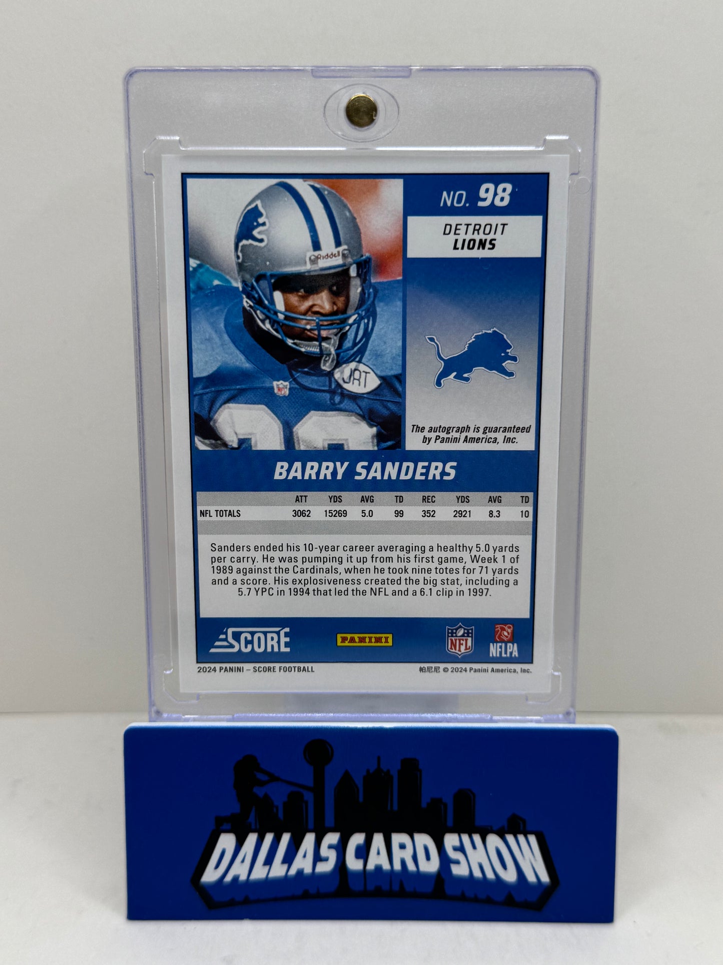 2024 Panini Score #98 Barry Sanders Gold Autograph /50 Lions