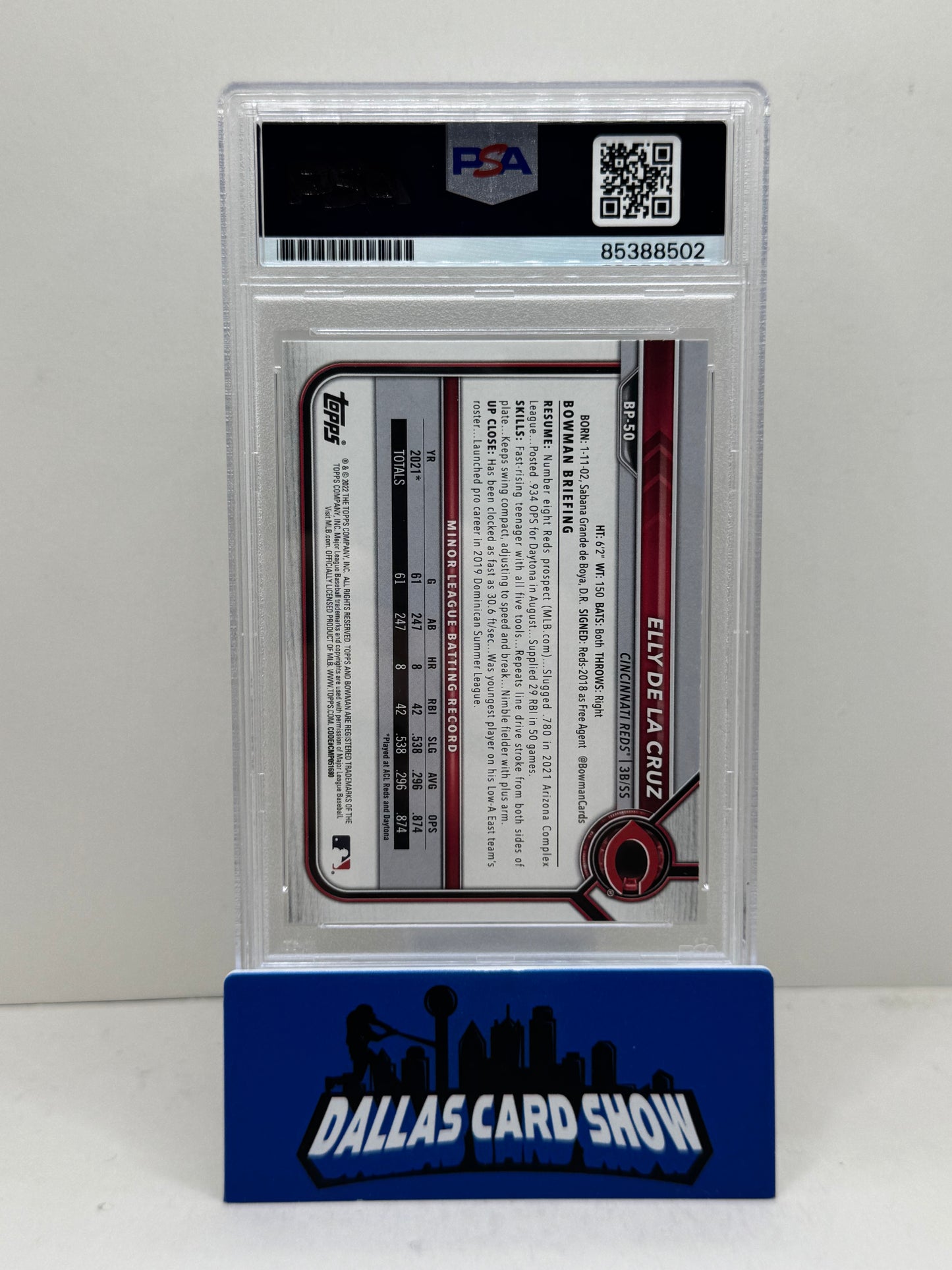 2022 Elly De La Cruz Bowman #BP-50 1st Bowman IP AUTO PSA Certified