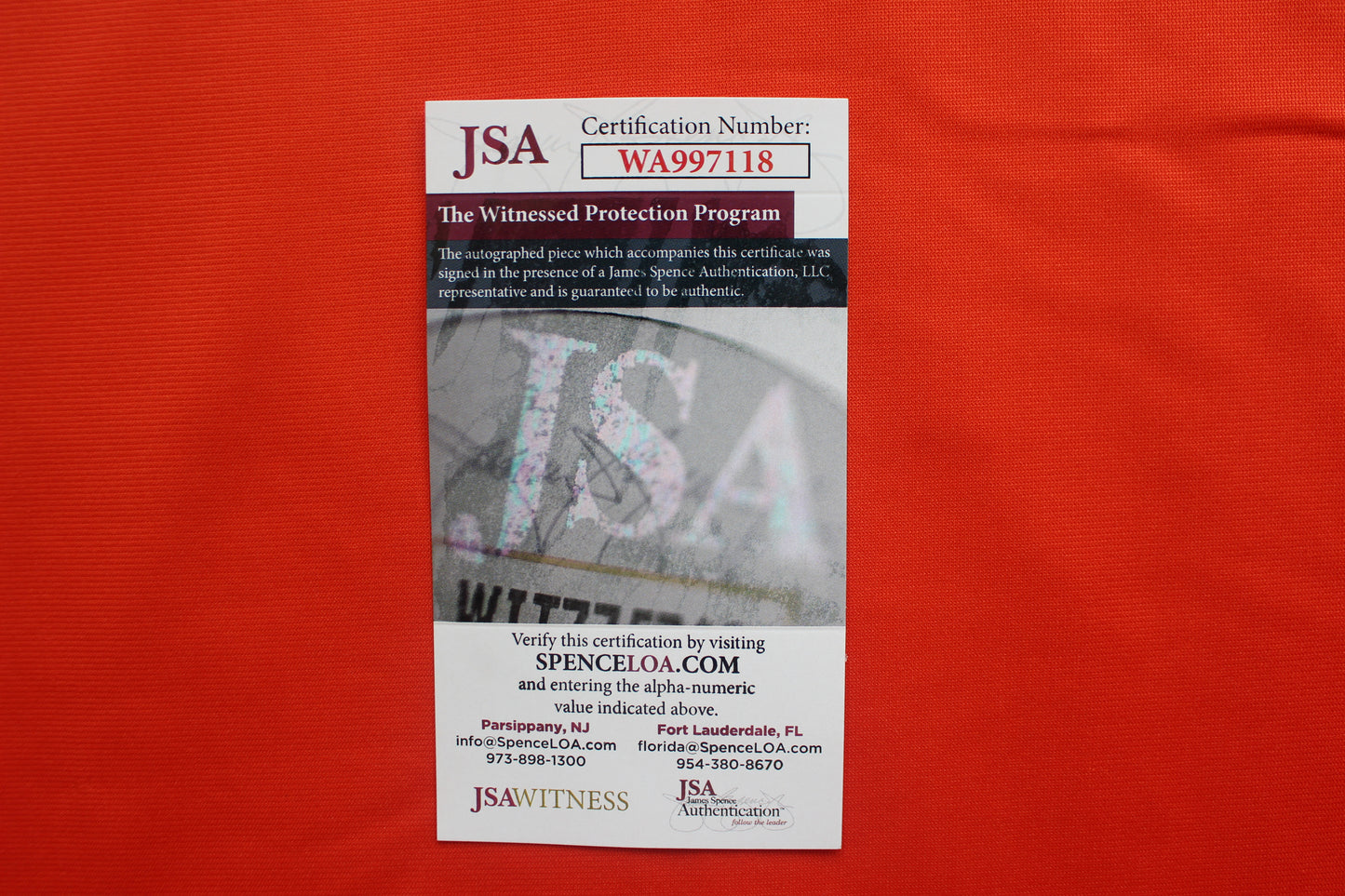 PETE INCAVIGLIA OSU ORANGE #29 "0.915 slugging" + 2INSC JSA