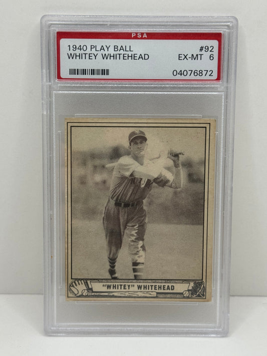 1940 Play Ball Whitey Whitehead #92 PSA 6 EX-MT