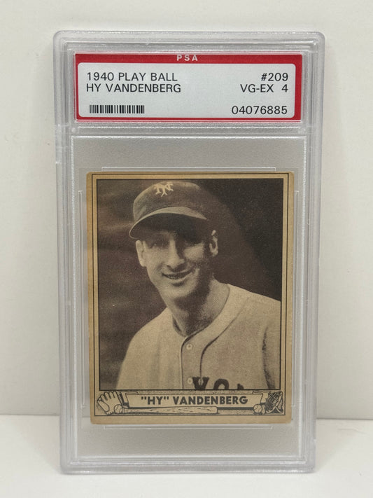 1940 Play Ball Hy Vandenberg #209 PSA 4 VG-EX