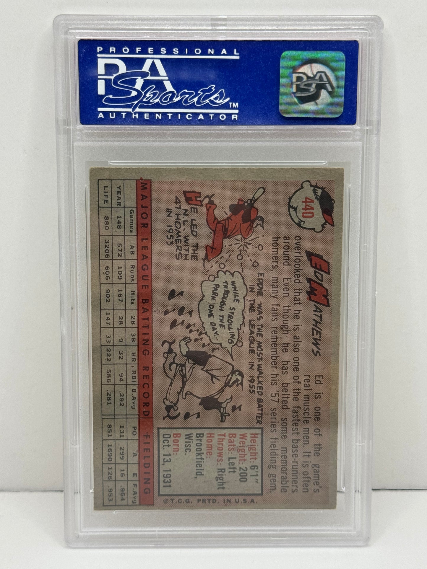 1958 Topps Ed Matthews #440 PSA EX 5 Braves