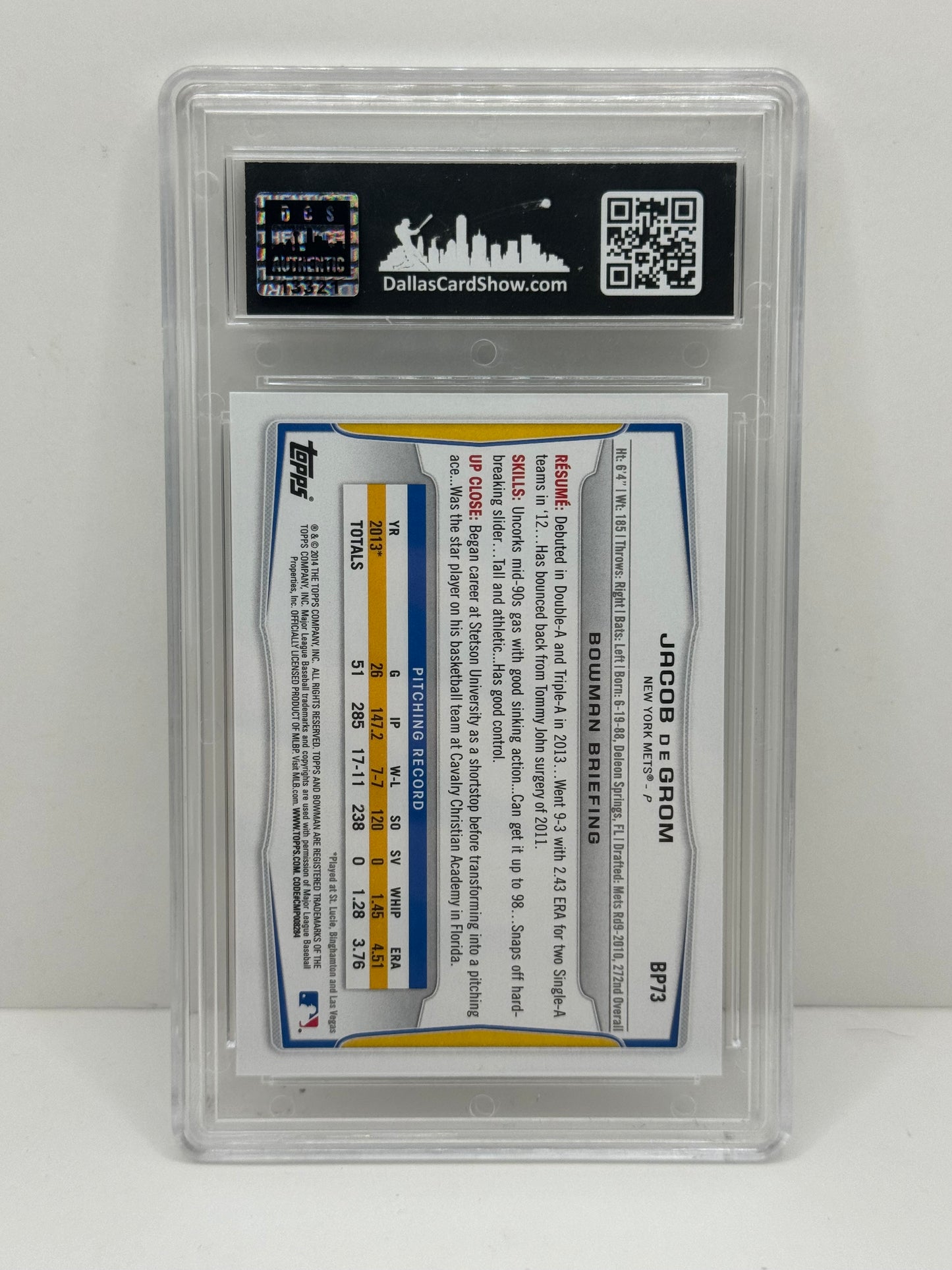 2014 Bowman Jacob Degrom 1st #BP73 DCS 9.5