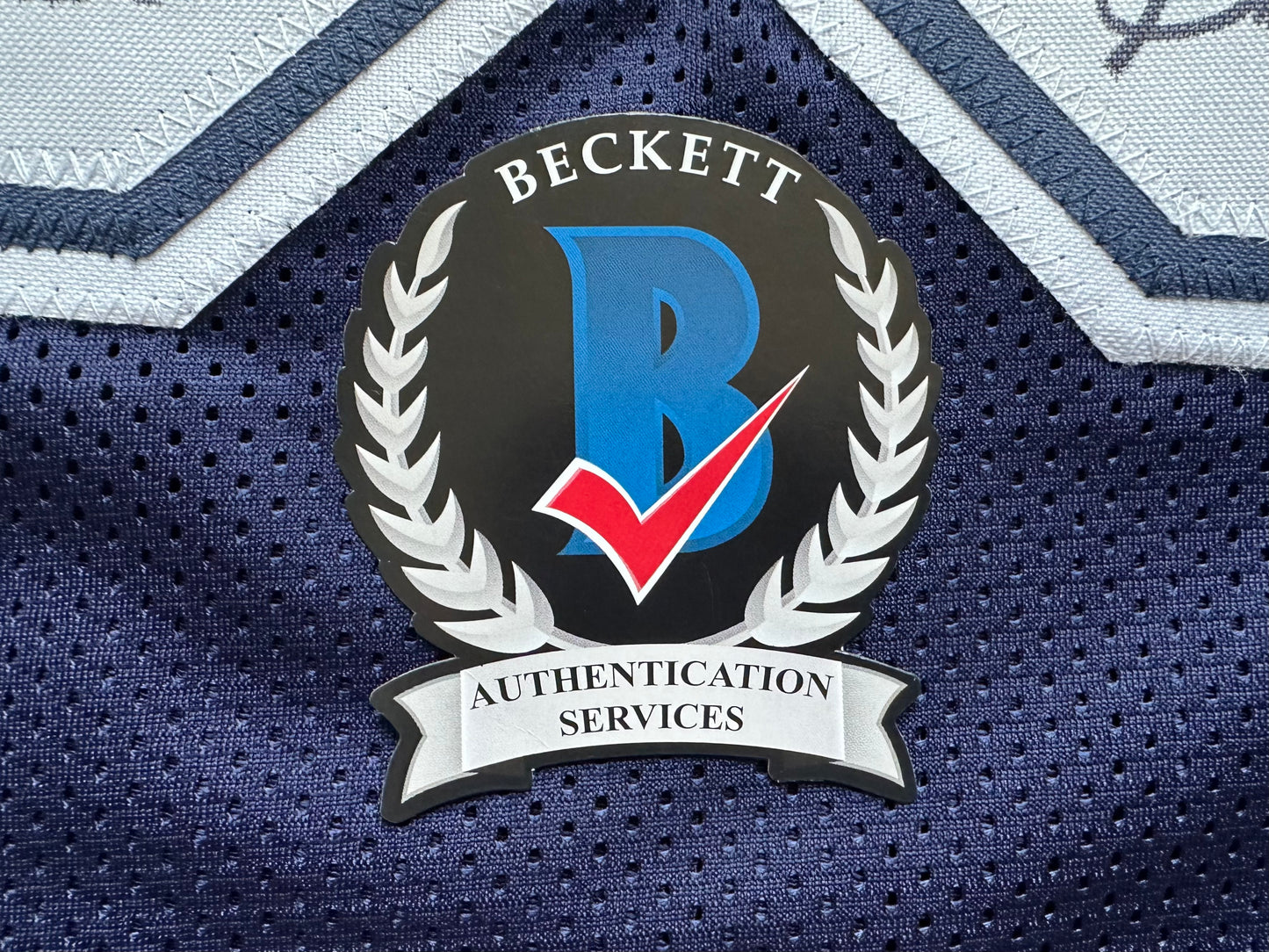 EUGENE LOCKHART DALLAS COWBOYS SIGNED BLUE JERSEY w/MULTI INSCs XL BAS