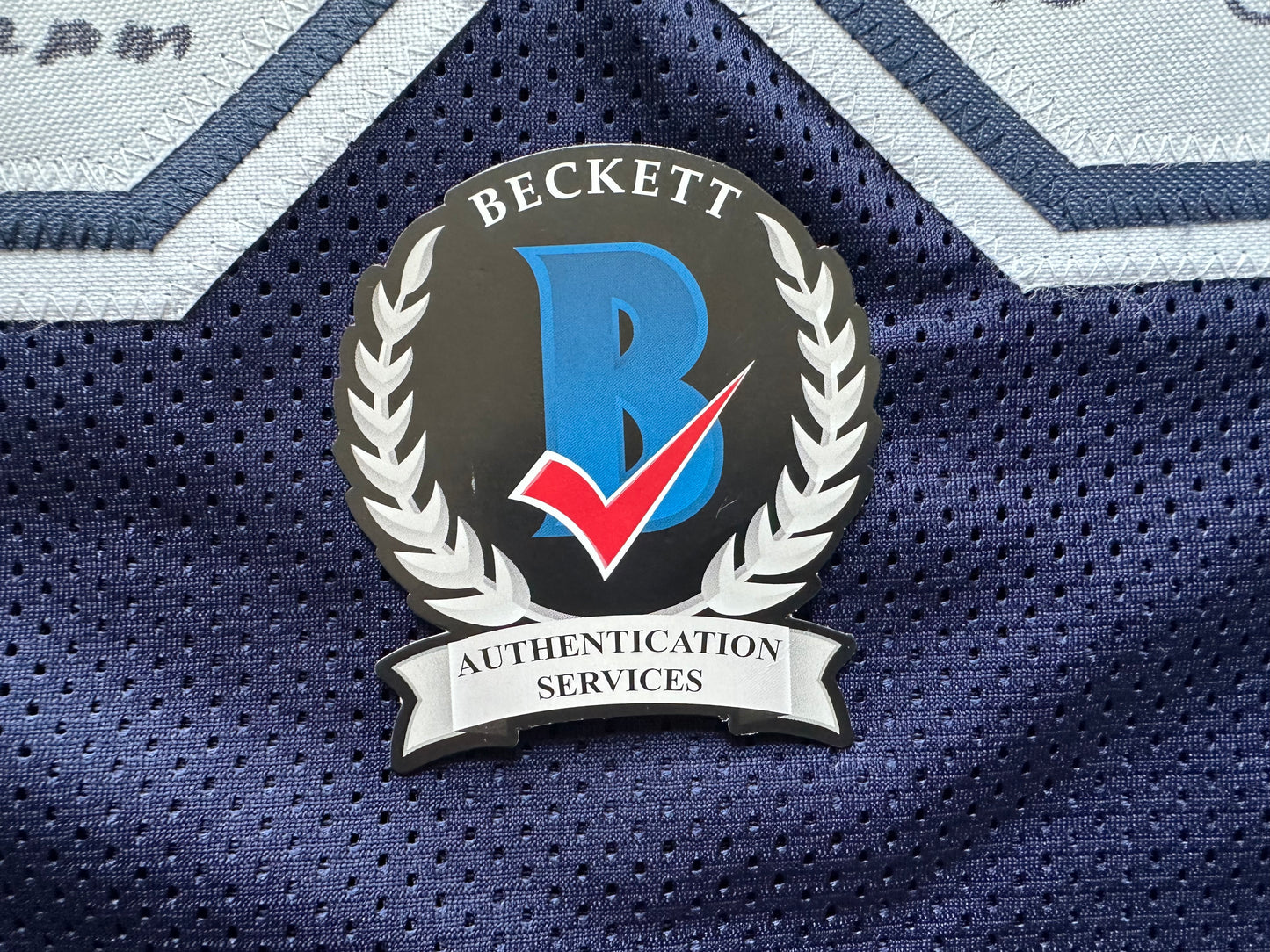 EUGENE LOCKHART DALLAS COWBOYS SIGNED BLUE JERSEY w/MULTI INSCs XL BAS