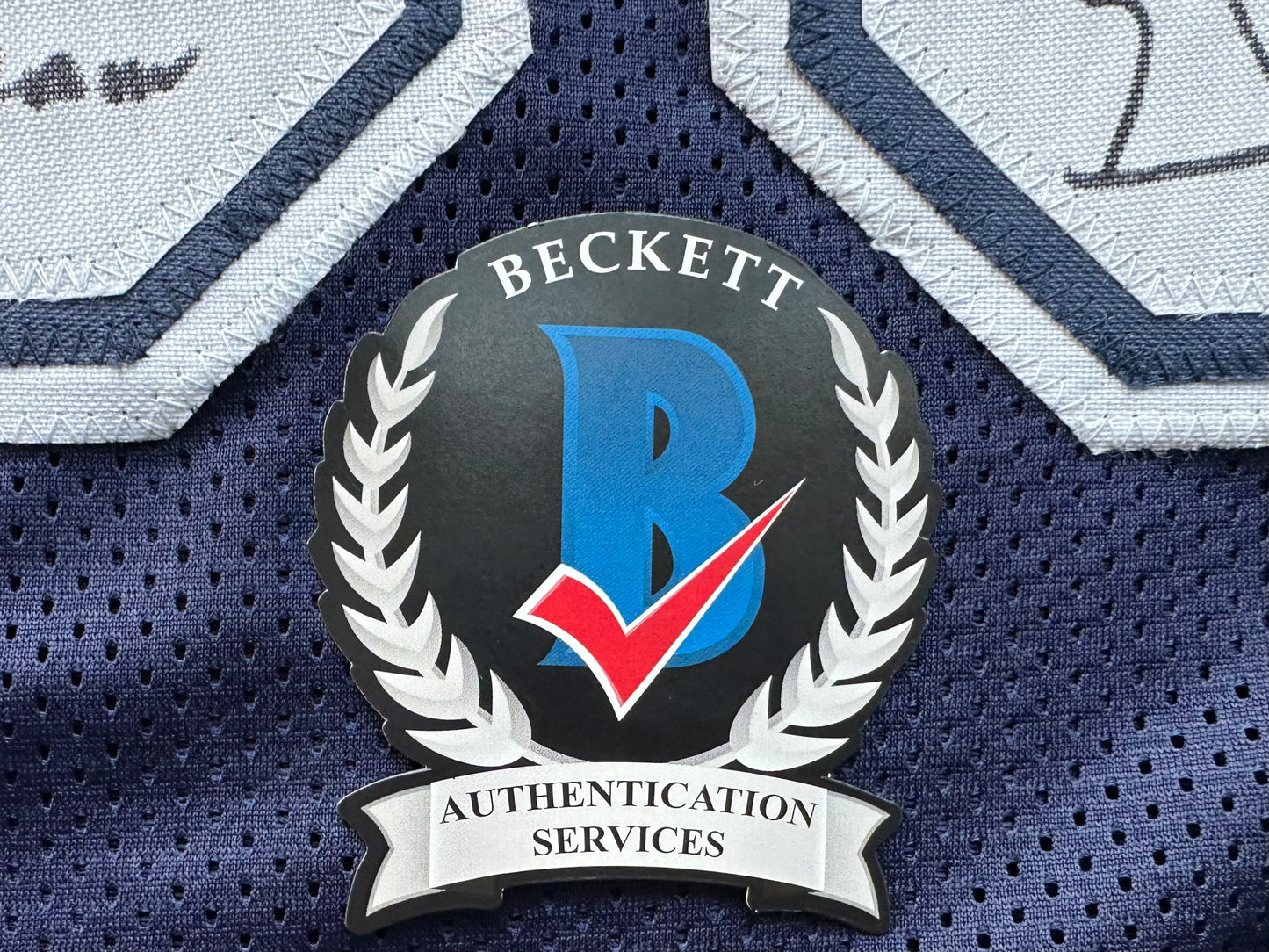 EUGENE LOCKHART DALLAS COWBOYS SIGNED BLUE JERSEY w/MULTI INSCs L BAS