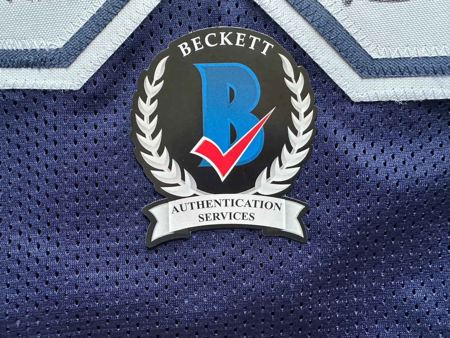 EUGENE LOCKHART DALLAS COWBOYS SIGNED BLUE JERSEY w/MULTI INSCs L BAS