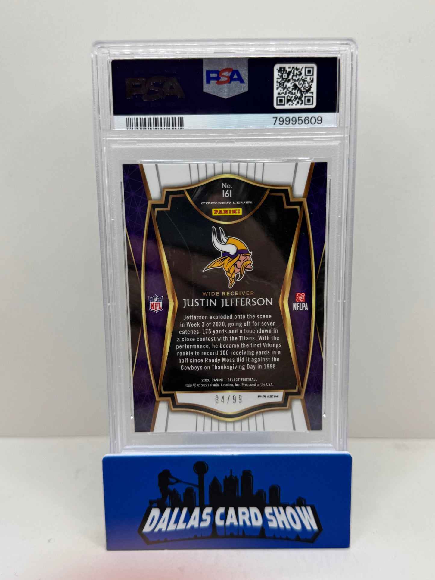 2020 Panini Select #161 Justin Jefferson Light Blue Prizm /99 PSA 9