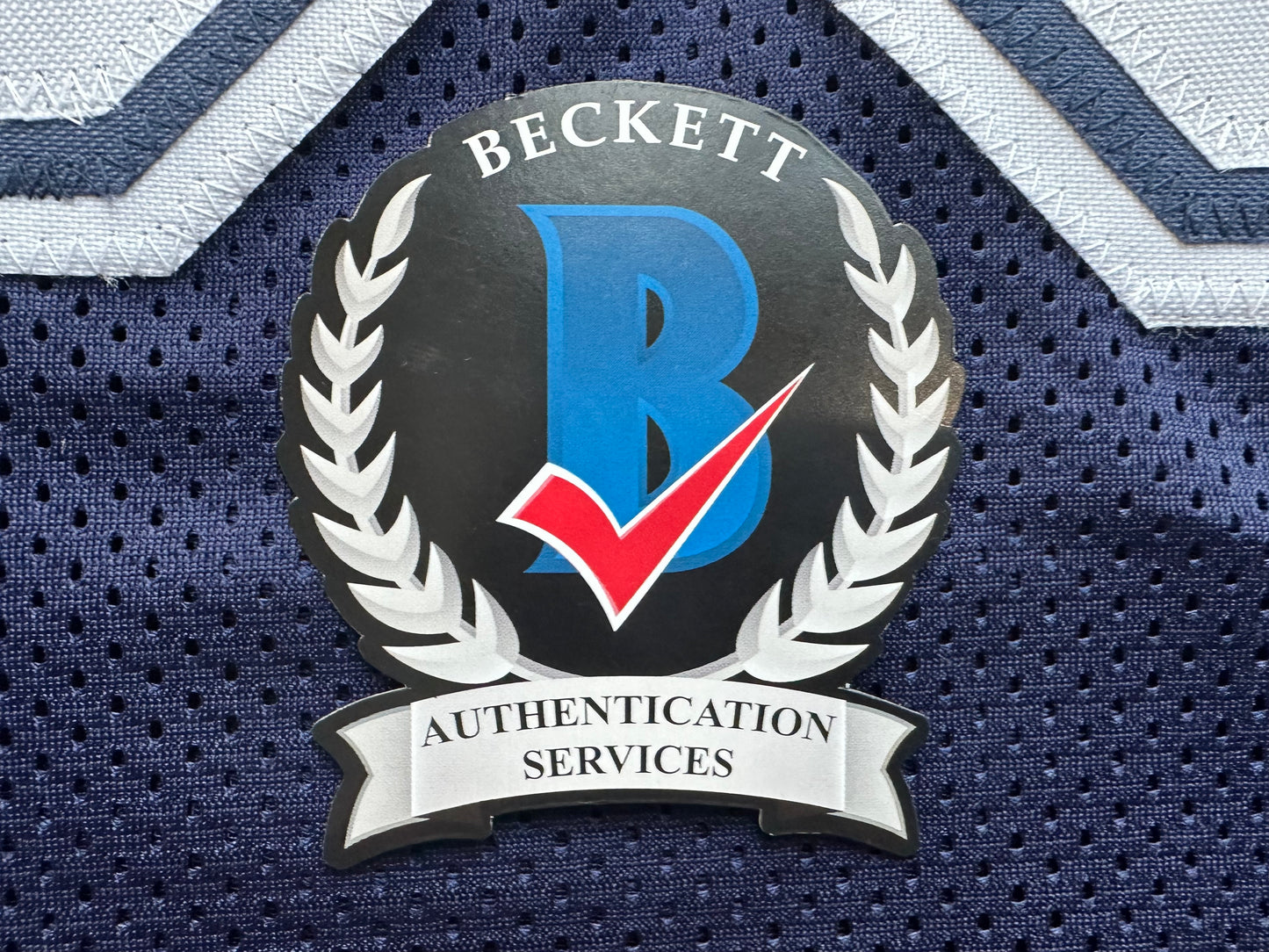 EUGENE LOCKHART DALLAS COWBOYS SIGNED BLUE JERSEY w/MULTI INSCs 3XL BAS