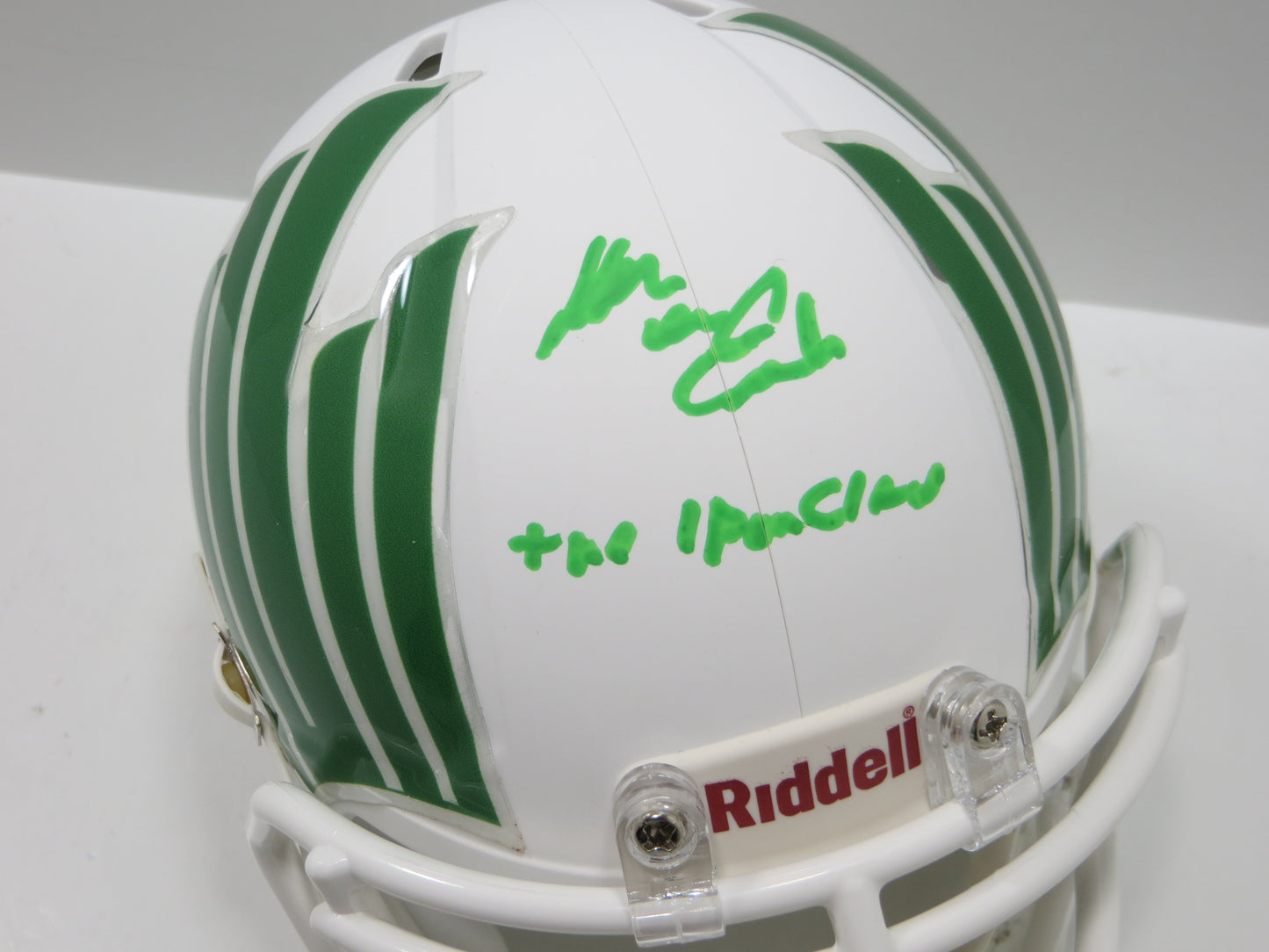 KEVIN VON ERICH SIGNED NORTH TEXAS MEAN GREEN SIGNED MINI HELMET w/INSC BAS