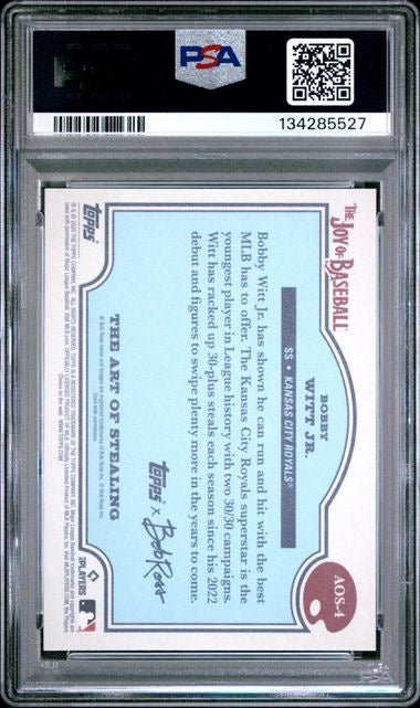 2025 Topps X Bob Ross Bobby Witt Jr. Art of Stealing Sterling White /35 PSA 10