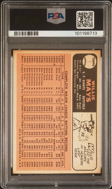 1966 Topps #1 Willie Mays PSA 4