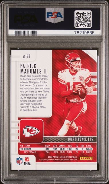 2020 Panini Absolute #99 Patrick Mahomes Orange Mosaic /149 PSA 10