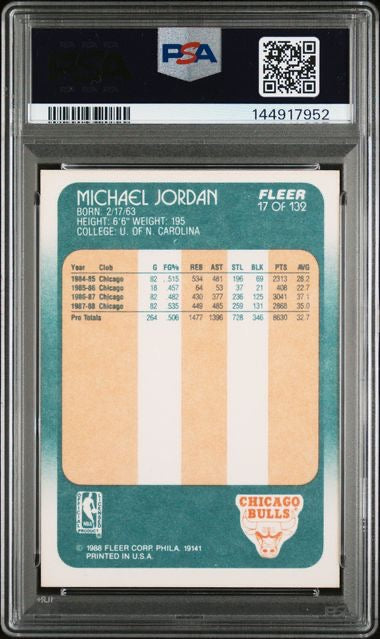 1988 Fleer #17 Michael Jordan PSA 8