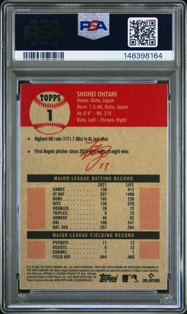2022 Topps Chrome Platinum Anniversary #1 Shohei Ohtani PSA 9
