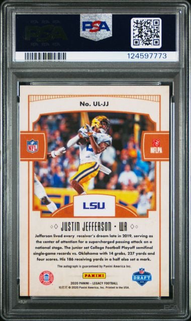 2020 Panini Legacy #ULJJ Justin Jefferson Under the Lights Autograph PSA 9