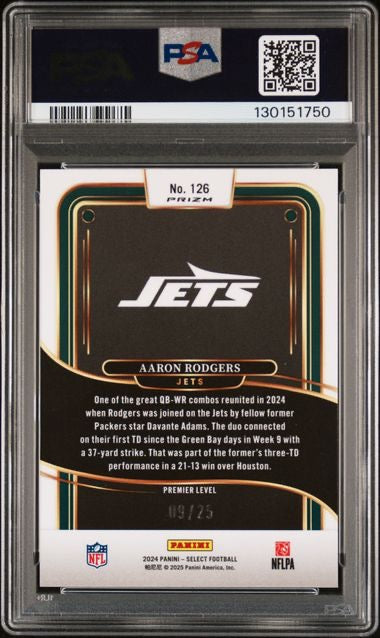2024 Panini Select #126 Aaron Rodgers Tie-Dye Prizm /25 PSA 9