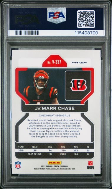 2021 Panini Prizm #V337 Ja'Marr Chase Silver Variation PSA 9
