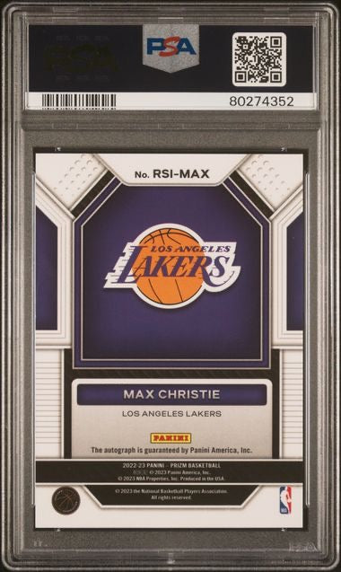 2022 Panini Prizm #RSIMAX Max Christie Rookie Signature PSA 9