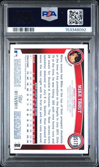2011 Topps Update #US175 Mike Trout Gold Rookie RC /2011 PSA 8