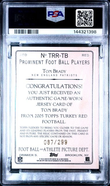 2005 Topps Turkey Red Tom Brady Relic Red /299 PSA 9