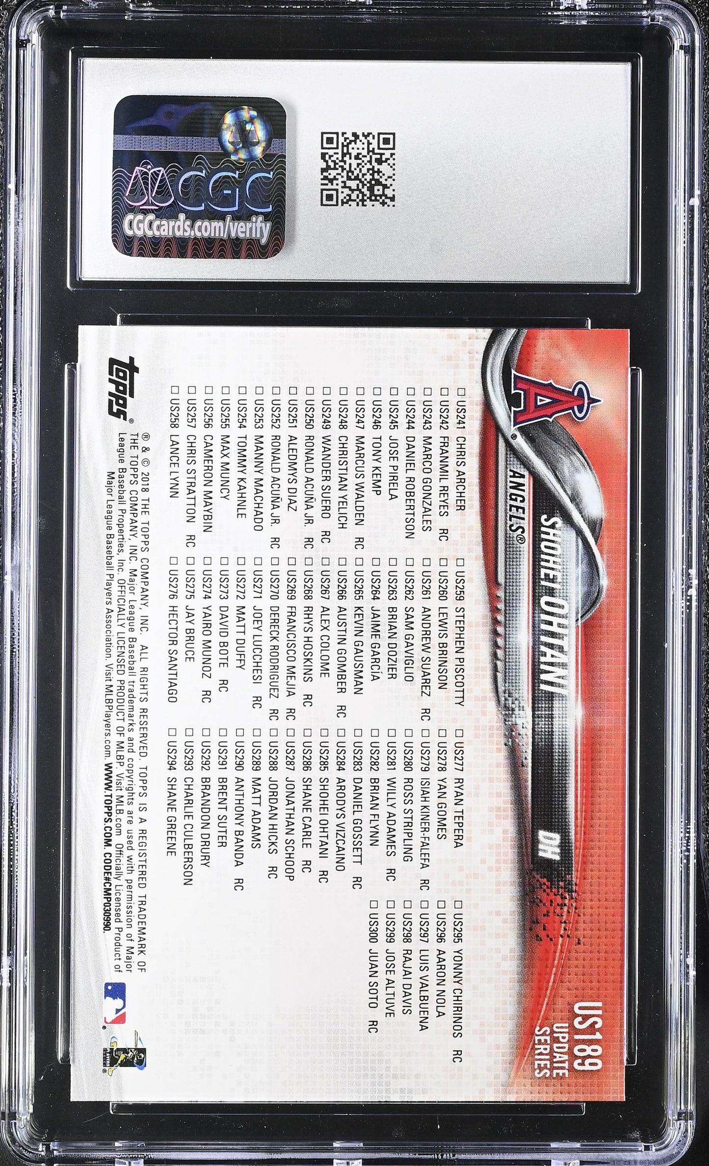 2018 Topps Update #US189 Shohei Ohtani 3-Game HR Streak CGC 10