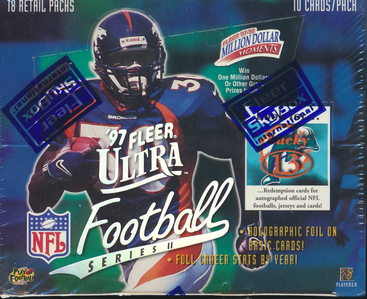 1997 FLEER ULTRA 2 RETAIL FOOTBALL SEALED BOX 18 PACKS, 10 CARDS PER PACK