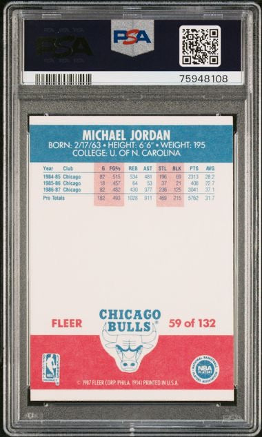 1987 Fleer #59 Michael Jordan PSA 8