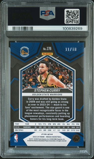 2023 Panini Mosaic #276 Stephen Curry Pink Swirl FOTL /18 PSA 9