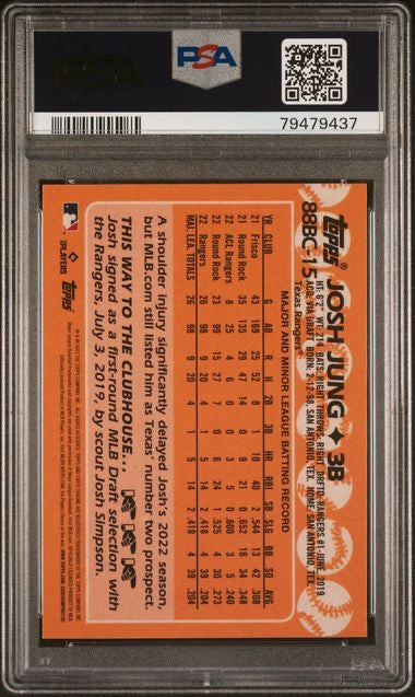2023 Topps Chrome Josh Jung 1988 Topps PSA 10