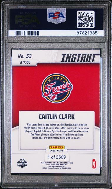 2024 Panini Instant WNBA #53 Caitlin Clark Rookie RC PSA 10
