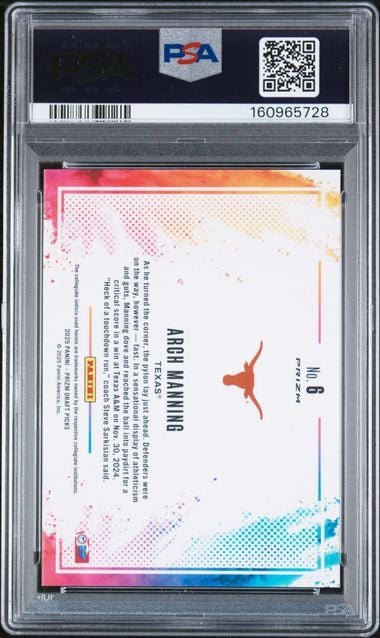 2025 Panini Prizm Draft Picks #6 Arch Manning Black Color Blast PSA 10