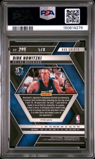 2024-25 Panini Mosaic #295 Dirk Nowitzki Black Gold Choice /8 PSA 9