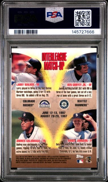 1998 Topps Interleague #ILM10 Ken Griffey Jr Mystery Finest Refractor PSA 7