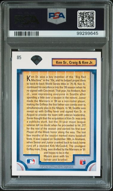 1992 Upper Deck #85 Bloodlines Griffey's PSA 10