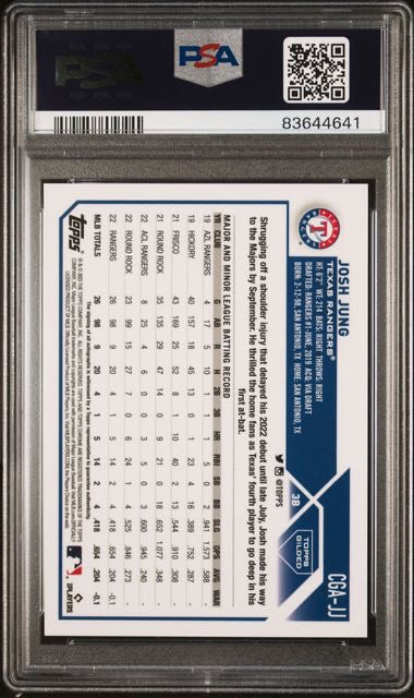 2023 Topps Chrome Gilded #CGAJJ Josh Jung Gold Etch Autograph /99 PSA 10