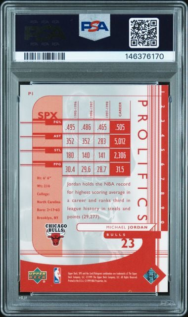 1999 SPx #P1 Michael Jordan Prolifics PSA 8