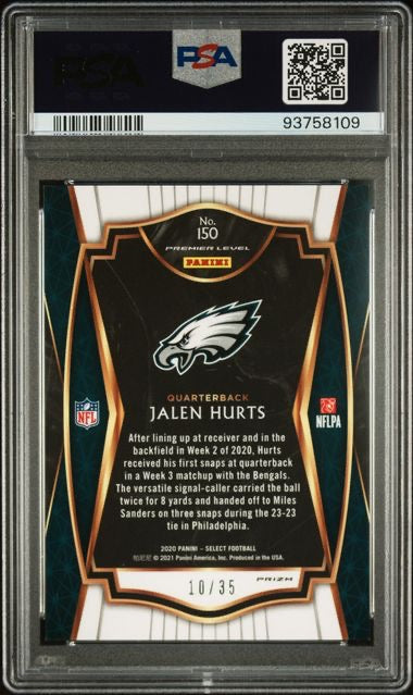 2020 Panini Select #150 Jalen Hurts White Prizm Rookie RC /35 PSA 9