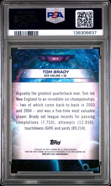 2024 Topps Chrome Cosmic #GG6 Tom Brady Galaxy Greats Red Flare /5 PSA 9