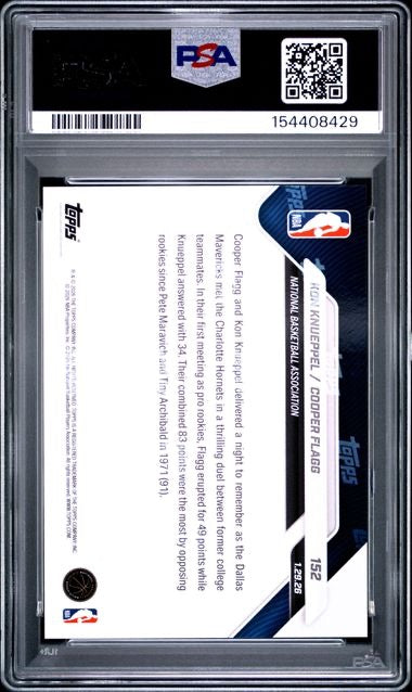 2025 Topps Now #152 Cooper Flagg,Kon Knueppel Historic Dual Rookie RC PSA 10
