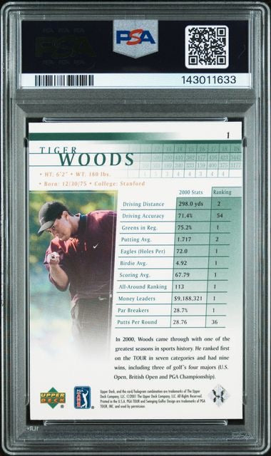 2001 Upper Deck Golf #1 Tiger Woods PSA 9
